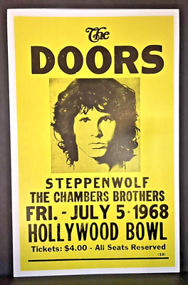 The DOORS Hollywood Bowl 1968 with Steppenwolf Concert Poster 14'' X 22''