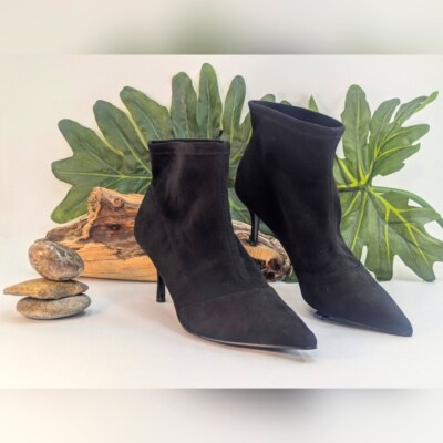 Charles David Amstel 2 Black Faux Suede Semi Ankle Boots Women Size 8
