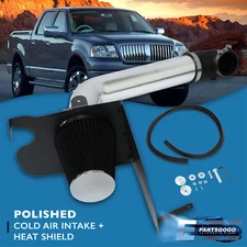 For 04-08 Ford F150 Mark LT Cold Air Intake Induction Chrome Piping Heat Shield