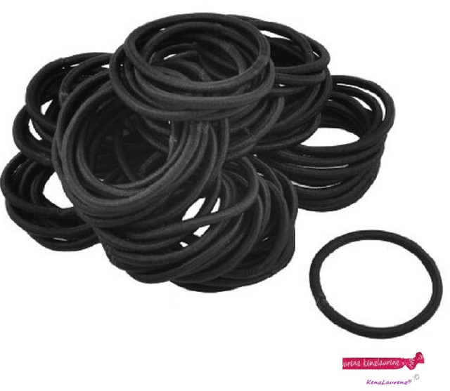 10pc Jumbo Elastic Ponytail Holders Black Neon Large Hair Ties