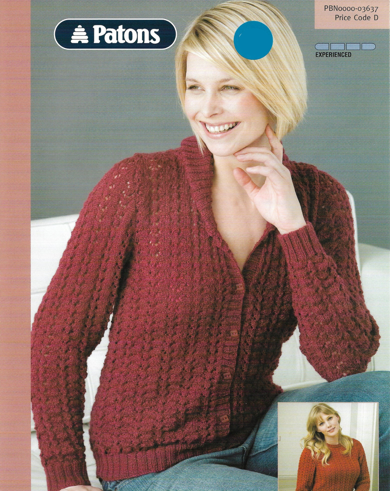 3637 Patons Knitting Pattern Original Paper Leaflet 4 ply Sweater Cardigan