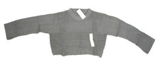 Wild Fable Womens Gray Long Sleeve Crew Neck Boxy Crop Knit Pullover Sweater S