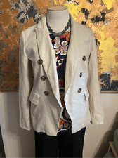 Magaschoni 100 linen off-white fully lined boyfriend blazer Size M
