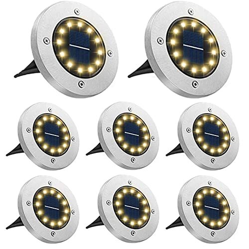 Bowfar 8 luci solari da pavimento per esterni, luci solari da giardino (s7o)
