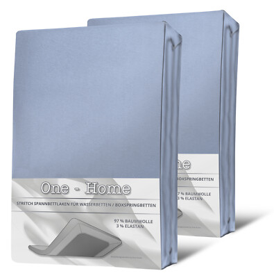 2 Spannbettlaken 180 - 200 x 220 cm hellblau Elasthan Wasser & Boxspringbett Set