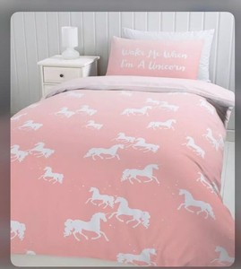 New Look Pastel Pink Ditsy Unicorn Single Duvet Set 100 Cotton