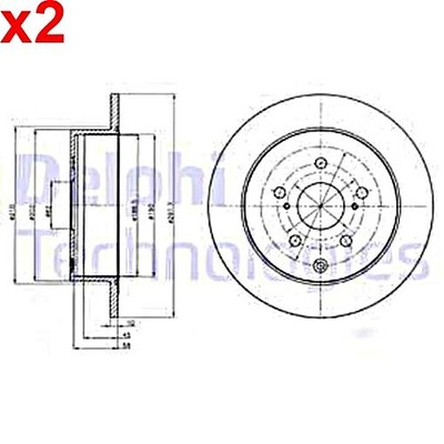 2X DELPHI Bremsscheibe Für TOYOTA 42431-28130