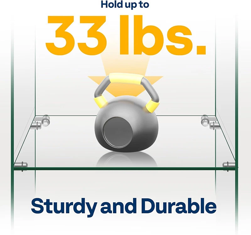 Glass Display Cabinet 3-Shelf Glass Curio Cabinet Trophy Case Bookshelf w/ Lock - Image 4 of 4