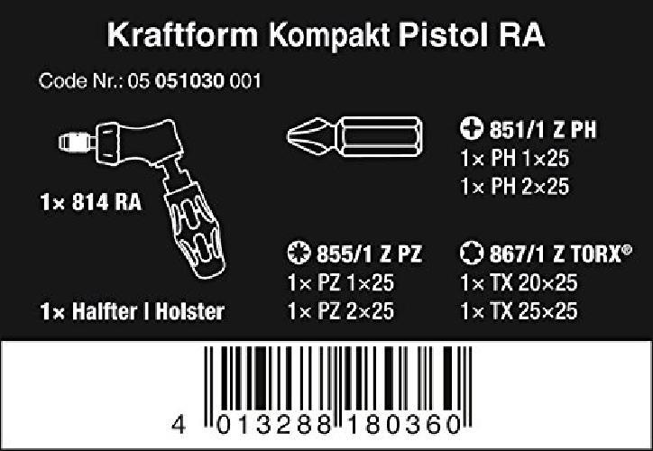 Wera Kraftform Kompakt Pistol RA 7 Pezzi: Set Giravite a Cricchetto - 4