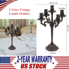 5 Arms Vintage Candle Holders Heavy Duty Cast Iron Home Party Decor Candle Stand