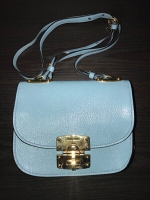 Miu Miu Marine Crossbody Madras bag w/ Gold Hardware, slightly used