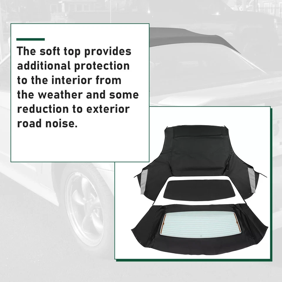 Para Ford Mustang 1994-2004 Convertible techo blando con tela de vela de ventana de vidrio térmico Foto 2 de 4