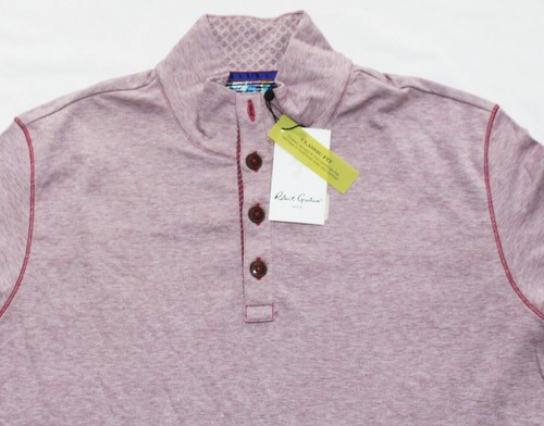 New $198 Robert Graham COTTON Button Pullover Leonard Men MEDIUM M Berry Cotton - Picture 6 of 7
