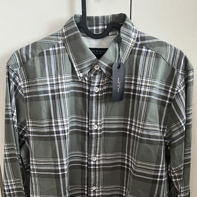 Rag & Bone Men s XS Button-Up Green Multi Plaid $225 RETAIL Fit 2 Casual NWT!