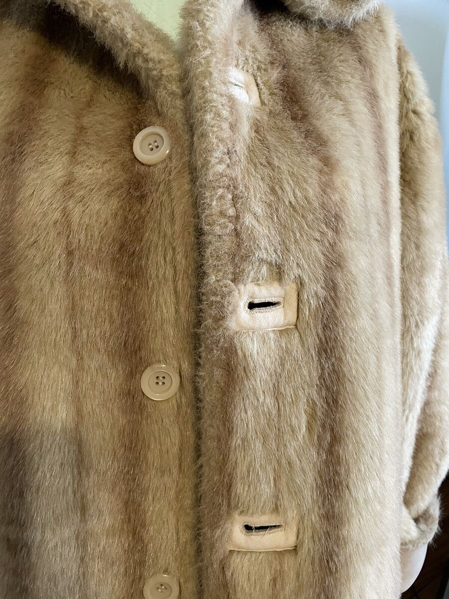 Jones NY Reversible Coat Hood Faux Fur/Suede Beige Pockets Jones NY Reversible Coat Hood Faux Fur/Suede Beige Pockets