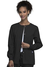 Cherokee Workwear Women Originals Snap Front Warm-Up Jacket 4350 BLKW Black