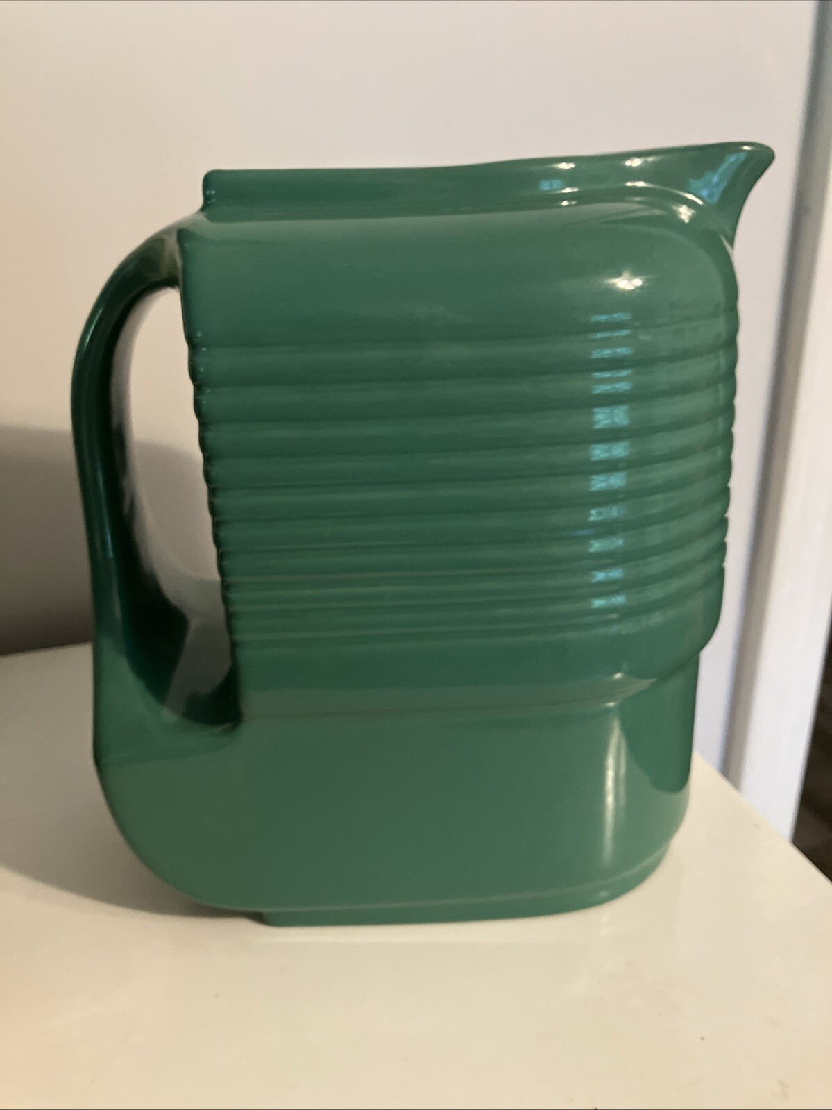 Vtg Art Deco  For Westinghouse Emerald Green 8" Water Pitcher Hall China Co USA