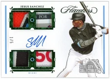 Jesus Sanchez 2021 Panini Flawless Emerald Rookie Quad Patch Auto #QPS-JS 1/5