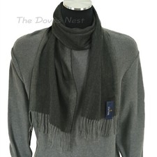 STAFFORD Men's CHARCOAL GRAY Winter SCARF with Medium GRAY TRIM  FRINGE Oblong