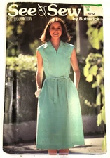 Butterick See & Sew Easy 5754 Sewing Pattern Misses Dress & Belt Size 16
