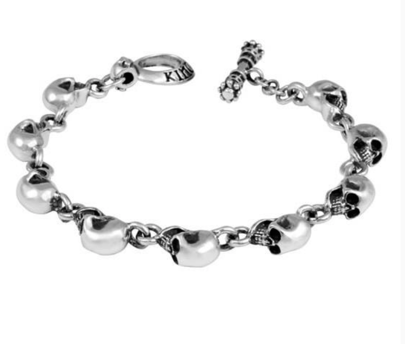 King Baby * Small Skull .925 Silver Bracelet with Toggle * K41