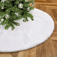 Christmas Tree Skirt 24 Inch Tree Skirt Xmas Gift White Faux Fur Tree Skirt f...