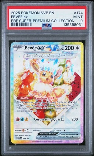 2025 POKEMON  PRISMATIC EVOLUTIONS SUPER-PREMIUM COLLECTION #174 EEVEE EX PSA 9
