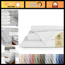 100 Cotton Percale Full Size Sheet Set - White Deep Pocket, 4 Pieces, Crisp  C