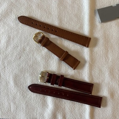 2 16mm Leather Watch Straps.   Light Brown And Dk Brown Hirsch