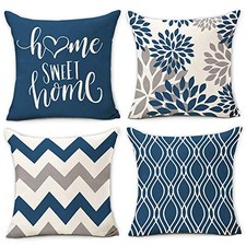 Geometric Pillow Covers 18x18 Set of 4,Decorative 18 x 18-Inch Light Blue