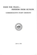 USPS FDC Ceremony Program #1231 C1 Food For Peace Hunger 1963