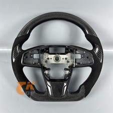 For 2016-2021 Honda Civic Carbon Fiber Steering Wheel Black Alcantara Replace For 2016-2021 Honda Civic Carbon Fiber Steering Wheel Black Alcantara Replace