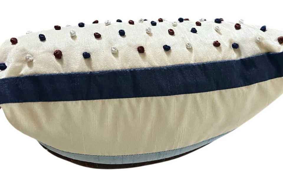 Juego de 2 Almohadas Reversibles Rayas Lunares Beige Azul Marrón MCM 12x18 Foto 2 de 4