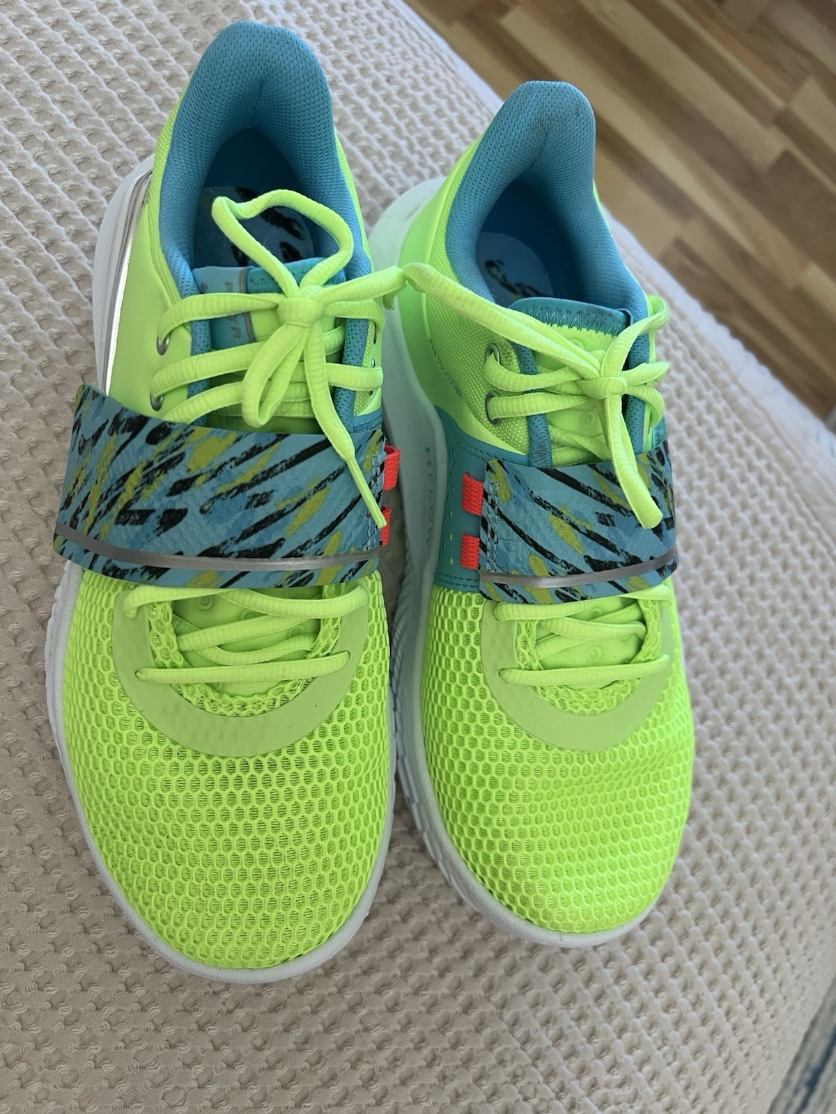 Under Armour Flow FUTR X Men's Basketball Shoes Yellow Blue White Mesh Low Top thumbnail 8