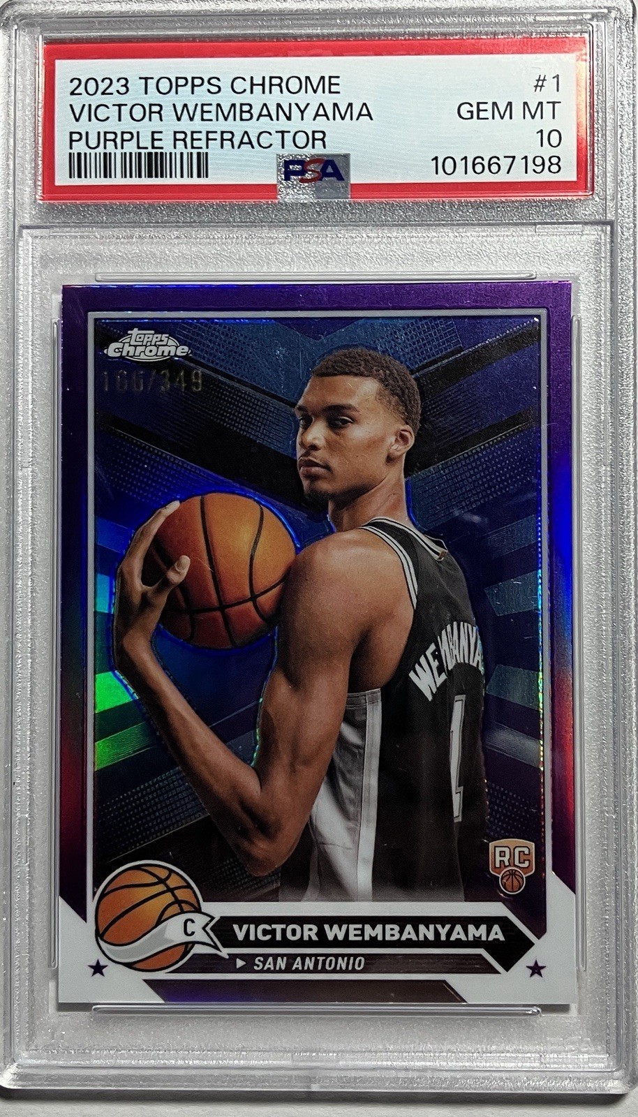 2023-24 Topps Chrome - Victor Wembanyama #1 Purple Refractor /349 Rookie PSA 10
