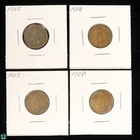 4 Coin Lot - 1905, 1906, 1907 & 1908 Indian Cents - Circulated Details