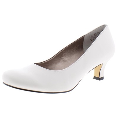 Array Womens Flatter White Leather Kitten Heels Shoes 6 Medium (B,M) BHFO 1228