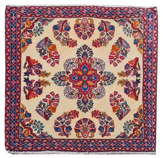 Authentic Hand Knotted Vintage Tribal Saroukh Wool Area Rug 2.10 x 2.10 Ft