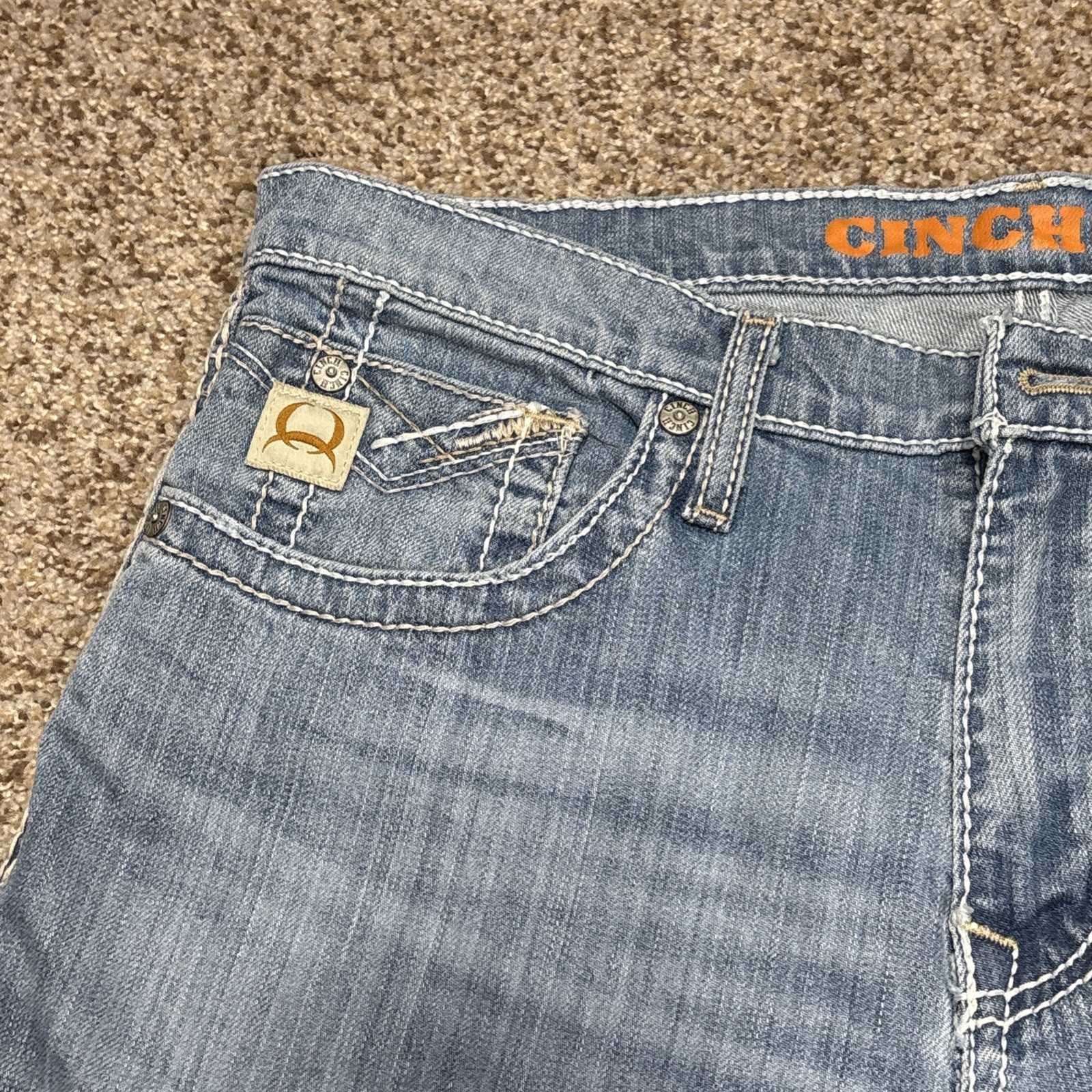 Cinch Ian Jeans Mens 33x32 Fits 34 X 31.5 Western Bronze Label Missing Button - View 3