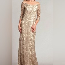 Tadashi Shoji ATV18236L - Embroidered Quarter Sleeve Formal Gown 578 SIZE 4 NWT
