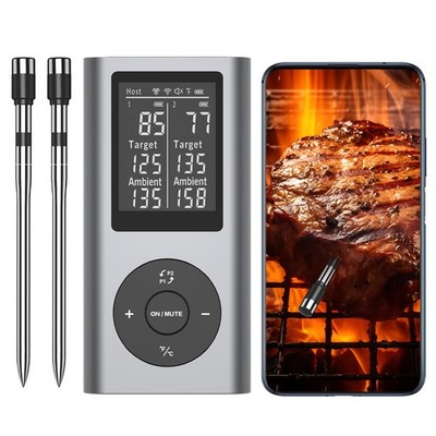 Wireless Meat Thermometer with 2 Probes & 800Ft Range - Smart Bluetooth BBQ G...