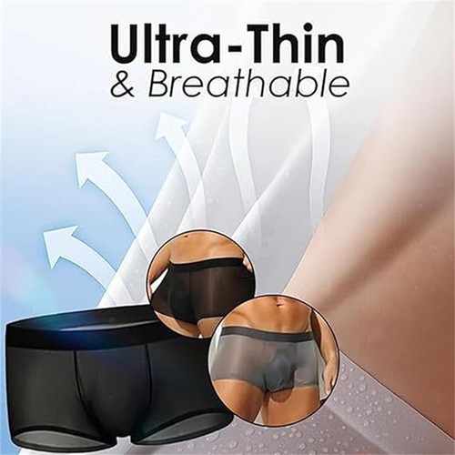 Niksy Underwear, Men's Summer Ultra-Thin Ice Silk Transparent Boxer Briefs - Picture 4 of 16