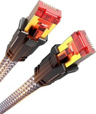 Cat 8 Ethernet Cable 10 Ft, High Speed Flat 40Gbps Braided Cord Gold Plated