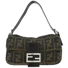 Fendi Brown Wool Baguette Handbag 2348 26424099 145434