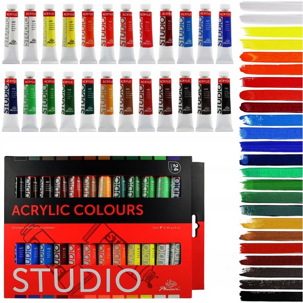 Acrylfarben Set 24 Farben 12Ml Tuben Phoenix Wasserfest KüNstler Malset Acryl-image