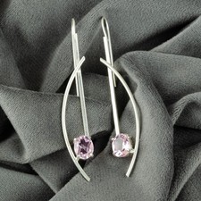 Morganite Gemstone Handmade 925 Sterling Silver Jewelry Dainty Women Earrings