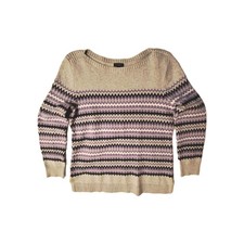 Talbots classic Fair Isle women's sweater size M modern Purple  white on gray