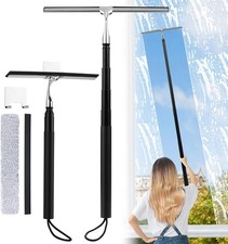 2 in 1 Window Squeegee, Shower Squeegee Window Cleaning Kit with Extension Pole