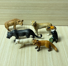 Schleich Wild Animal Figure Lot of 6 Cheetah Panther Fox Wolf Toucan Hyena