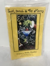 Holly Hanley pattern, Grinch + martini glass "Eat Drink Be Merry" Christmas
